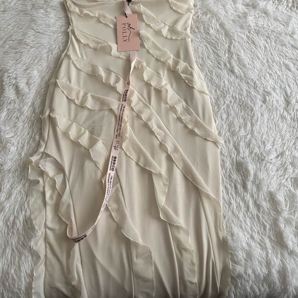 Polly Women’s Cross Strap Ruffle Floor Length Dress - Picture 4 of 7